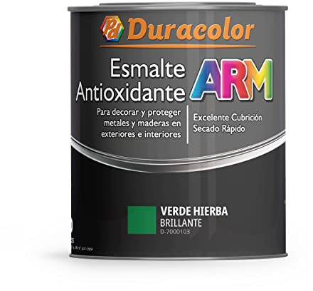 Esmalte Antioxidante ARM - Color Verde Hierba - 250ml - Superficie Exterior e Interior - Acabado Brillante y de Rápido Secado - Excelente Dureza y Resistencia - Duracolor