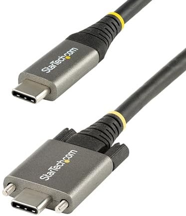 StarTech.com 3ft (1m) Side Screw Locking USB C Cable 10Gbps - USB 3.2 Gen 2 Type-C Cable - 100W (5A) Power Delivery Charging, DP Alt Mode - Dual Screw Lock - USB-C Cord Charge/Sync (USB31CCSLKV1M)