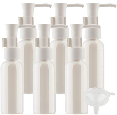 TIANZD 6 Pièces 50ml Blanc Distributeur en Plastique de Bouteilles Vides avec Pompe Blanc pour Cosmétique Huile Démaquillante Savon Lotion Gel Huile Essentielle Voyager