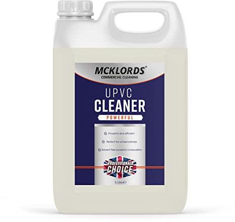McKLords Commercial uPVC Cleaner for Hard Plastic, Doors, Gutters and Window Frames, 5 Litre, Clear