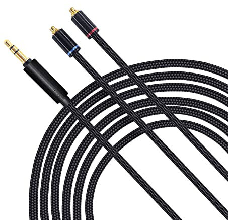 OKCSC MMCX Kabel-Kopfhörer-Upgrade-Kabel, versilbert, HD3M HiFi abnehmbares Verlängerungskabel, Ersatz-Ohrhörer, austauschbares Nylonkabel mit 3,5-mm-Stecker für Shure SE215 SE315 SE535, Schwarz