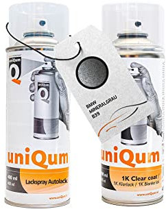 uniQum Spraydose Autolack + Klarlack für BMW MINERALGRAU B39 Autolack Reparatur 2x 400 ml