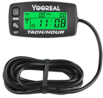 Yooreal Digital Tach/Hour Meter,Maintenance Alert,Replaceable Battery for Lawn Tractor Generator Mini Bike Chainsaw ATV Outboard Motor Snowmobile