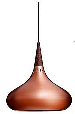 AIBAB Suspension Luminaire Industrielle Vintage Lustre Bois+Aluminium Plafonniers Lampes Suspendues Abat-Jour E27 Applique éclairage pour Salle à Manger Cuisine Couloir Rose Gold Diameter 23cm