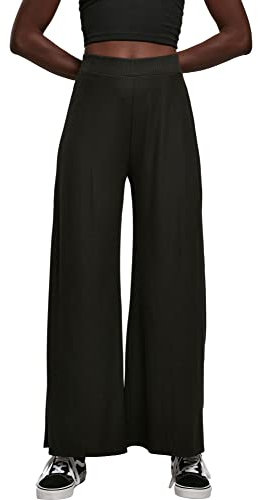 Urban Classics Damen Ladies Rib Jersey Wide Leg Pants, Schwarz, 4XL EU