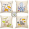 100% Baumwolle Kinder Kissenbezüge 40x40, Deutsche Standard-Qualität | 4er-Set Niedliche Tiermotive: Katze, AFFE, Oktopus, Papagei | Perfekt für die tierische Kinderfreude