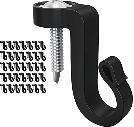 Blifula Q-Hanger Screws in Hooks Outdoor Hooks for String Lights and Garage New Year Party Outdoor,Christmas Light Hooks (36 Pack-Black)
