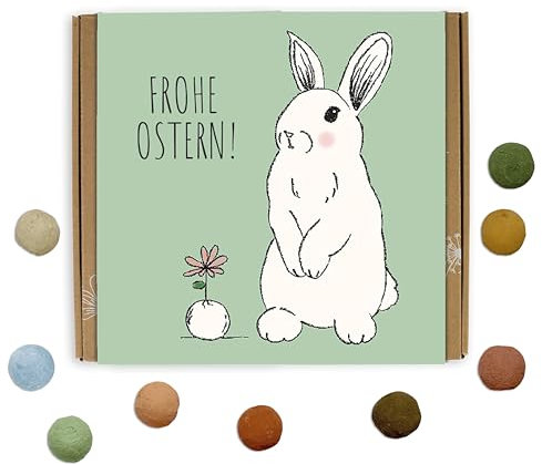 Blossombs Samenbomben Ostern Geschenkbox - Frohe Ostern, Osterhase - 1 Stück mit 9 Blumenbomben Geschenk für Sie und Ihn Blumensamen Saatbomben