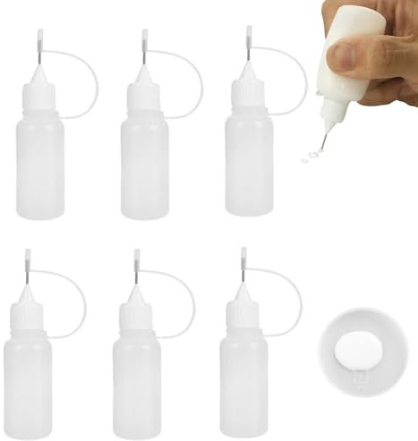 BAOSROY Flacon Pipette,Flacons Plastique,Bouteille De Colle Vide 10ML,Bouteille De Précision,Flacon Souple Aiguille,Bouteille D'aiguille en Plastique,pour Quilling Colle Lubrifiant Peinture (5)