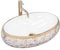 Rea Lavabo sobre Encimera Melania Meryl Lavabo de baño 600 x 405 x 145 mm Cerámica (Blanco/Dorado)