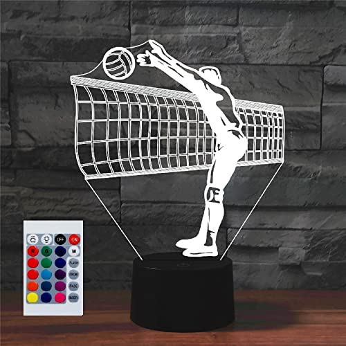 SUPERHONGJIHAO Nachtlicht für Kinder, 3D-Spiel-Volleyball-LED-Lampe mit Fernbedienung, 16 Farbwechsel, Weihnachts-Geburtstagsgeschenk für Kinder