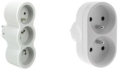 Legrand - Fiche multiprise avec 3 Prises frontales avec Terre - Blanc et Gris Clair & Biplite 16A façade - Blanc