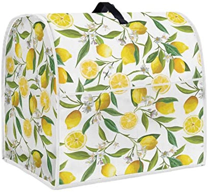 HUISEFOR Stand Mixer Cover Compatible with Kitchen Aid Mixer, Cute Lemon Print Kitchen Appliance Dustproof Covers with Accessories Pockets, Fits All Tilt Head & Bowl Lift Models Mixers