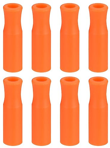 sourcing map 8pcs Silicone Straw Tips, Metal Straw Covers, Soft Reusable Straws Tips Fit for 1/4 Inch(6mm) OD Stainless Steel Straws, Orange