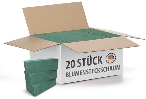 ELES VIDA 20 x Blumensteckschaum - Nasssteckschaum Set 23 x 11 x 7,5 cm Steckmos, Steckmasse, Steckziegel für Blumengestecke - Steckschwamm zum Basteln für Feiern, Auto, Hochzeit, Geschenke