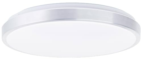 Lightbox funktionale LED Wandlampe - Ø 49 cm - Basic Deckenleuchte mit CCT (3000-6500 K) & Nachtlicht & dimmbar über Fernbedienung - 5500 lm - aus Metall/Kunststoff - in Nickel/Aluminium/Weiß