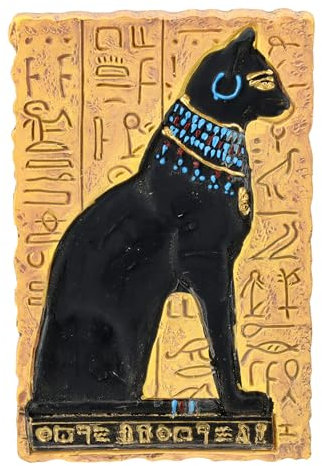 Figuren Shop GmbH Ägyptische Göttin Bastet als Hieroglyphe - Kühlschrank-Magnet, Handbemalt, 7,5 cm Höhe - Dekorativ & Praktisch