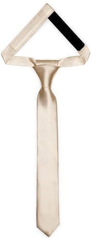 Ladeheid Kinder Krawatte für Jungen - Eleganter glänzender Look, Vorgebunden mit einem Klettverschluß, Perfekt für besondere Anlässe - Stilvolle Ansteckkrawatte TKS (31cm x 4cm, Beige)