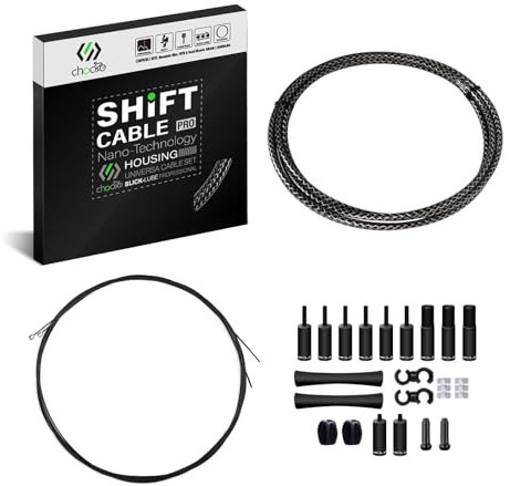 Chooee 2xPro Bike Gear Cable Set,MTB Gear Cable for Mountain Bike/Road Bike, Bike Shifter Cable Housing Coated Braided & Teflon Inner line,Black
