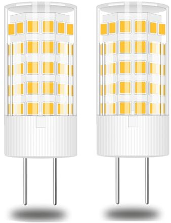 TRIJZHOU Lampadina alogena a LED GY6.35, equivalente 40 W, 50 W, AC DC 12 V, 4 W, attacco bipin, mini lampadine bianco caldo 3000 K, 2 pezzi [più percorso]