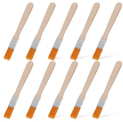 Molain 10pcs Paint Brush, 5mm Nylon Wool Board Brush Small Brush Set Children's Small Paint Brush for Walls, Touch Up, Cabinets, Fences, Painting Tool(1.2cm brush head)
