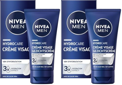 NIVEA MEN Protect & Care Feuchtigkeitspflege Komfort-Pflege (1 x 75 ml), Gesichtspflege angereichert mit Vitamin B5 und Aloe Vera, fettfreie Feuchtigkeitscreme für Männer (Packung mit 2)