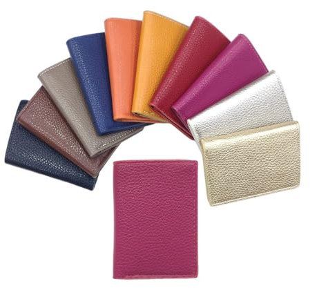 LOLUNA® Porte-Cartes en Cuir, pour Billets, Carte de crédit, Visites et Fidelités pour Femme et Homme - Fuchsia