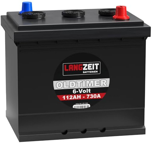 LANGZEIT Oldtimer Batterie 6V 112Ah Autobatterie Starterbatterie 6-Volt gefüllt & geladen einbaufertig