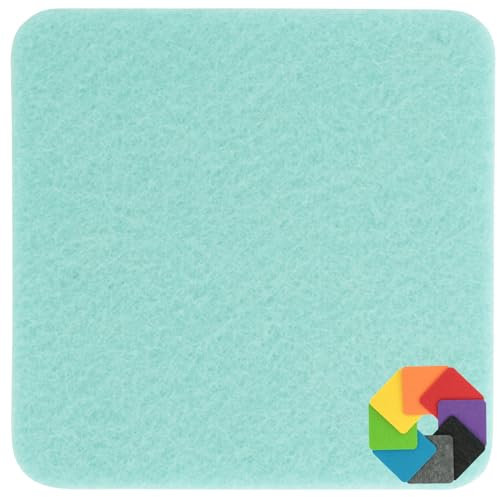 Design Filz Untersetzer eckig - 10x10cm in Pastell-türkis für Glas, Getränke, Bar, Tasse, Vase