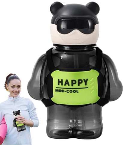 Botella de agua con forma de oso, 800 ml, bonita botella de agua con botón y pajita, botella elegante y bonita, botellas para mujeres, escuela, deportes