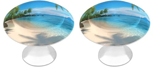 YHEGBFD Round Knobs,Beach with Palm Trees Print Dresser Knobs,Drawer Handle,Decorative Knobs,Cabinet Knobs with Screws