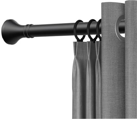 Duschvorhangstange 40 cm Bis 500 cm Spannvorhangstangen Ohne Bohren, Vorhangstange, Gardinenstange für Türen, Fenster, Kleiderschränke, Badezimmer, Edelstahl(Schwarz,260-350cm)