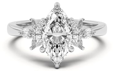 Molioaki Verlobungsring Damen 925 Sterling Silber Eheringe Frauen Ringe 1.38-3.38 ct 5A Zirkonia Personalisierte Individuelle Gravur Ring-Marquise