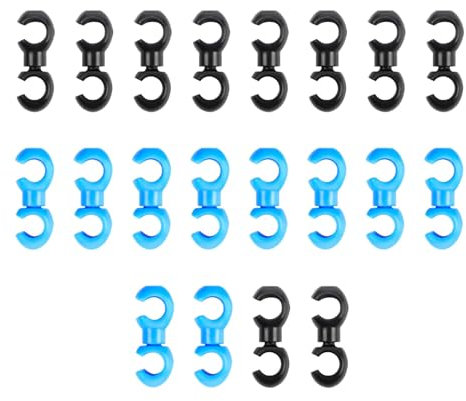 LERANXIN Fahrrad Bremszug Clips, 20 Stück Drehbare Kabelklemme, S Haken Clips Fahrradschnalle, für Fahrradbremskabel und Schaltkabel (Blau + Schwarz)