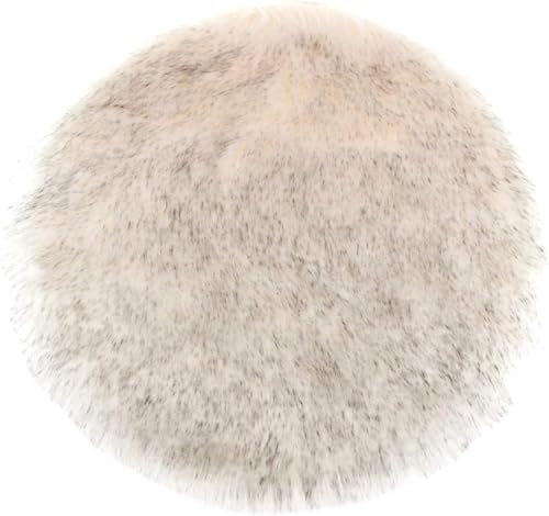 SPeesy Schaffell Lammfell Imitat, Fell Rund, Fellteppich Rund, Kunstfell Teppich - Fell Sitzkissen Stuhlkissen Rund, Fell für Stühle, Kunstfell Stuhlauflage(#4,40cm/16in)