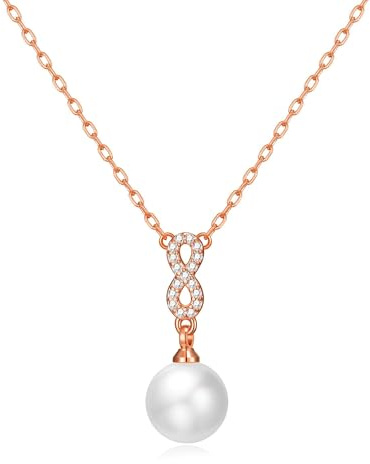 Philip Jones Collier avec pendentif en perles infini plaqué or rose créé avec des cristaux Zircondia