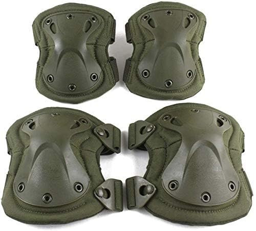 Juego de rodilleras y coderas tácticas militares 4 en 1, antiimpacto, caza, paintball, tiro, rodilleras protectoras de camuflaje, soporte para deportes al aire libre y deportes extremos (verde