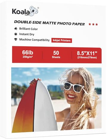 Koala Fotopapier, doppelseitig, matt, dick, 21,6 x 27,9 cm, schwer, 50 Blatt, 250 g/m², kompatibel mit Tintenstrahldruckern und Farbstofftinte