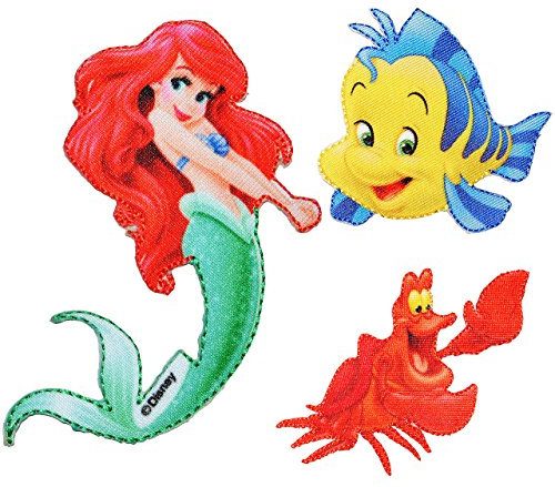 alles-meine.de GmbH Bügelbild/Applikation - Disne. - Arielle die Meerjungfrau/Krabbe Sebastian - 10,5 cm * 7 cm - Aufnäher - Fische/Krabben - Krebs - gewebter Flicken -..