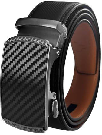 GOODSALEOK Gürtel herren Automatik Ledergürtel Ratsche für Business Anzug Schwarz Herren-Gürtel Geburtstag Kohlefaser-Muster(Silbrig) 115CM