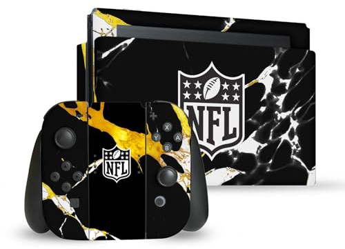 Head Case Designs Offizielle NFL Marmor Schild Vinyl Haut Gaming Aufkleber Abziehbild Abdeckung kompatibel mit Nintendo Switch Console & Dock & Joy-Con Controller Bundle