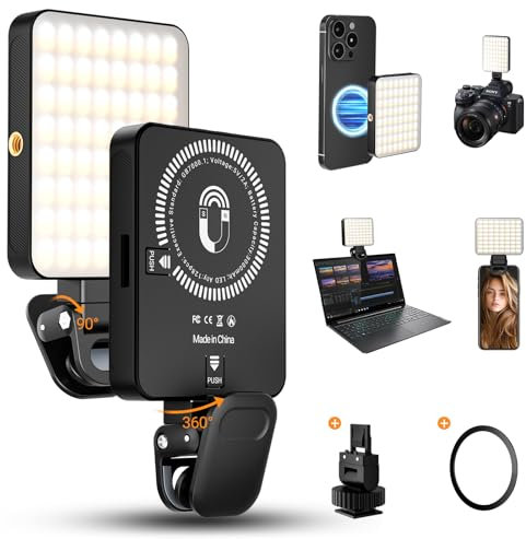 BNEHHOV 128 LED Selfie Licht, 3000mAh Magnetisches Videokonferenz Leuchte Handy mit 3 Lichtmodi und 10 Stufen Helligkeit, 3000-6500K Wiederaufladbare Clip Videolicht für Telefon, Laptop, Video