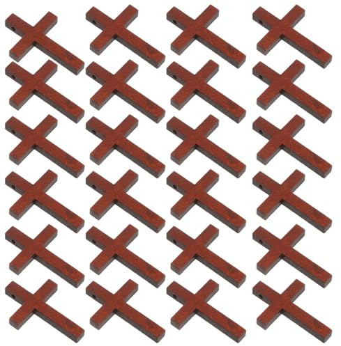 Tofficu 15 StüCk Schmuck AnhäNger Holz, Mini Holzkreuz KreuzföRmige AnhäNger KettenanhäNger FüR Diy Bastelarbeiten, Dekorationen ArmbäNder, Kruzifix, Kreuzkette Kette, Halsketten, Braun
