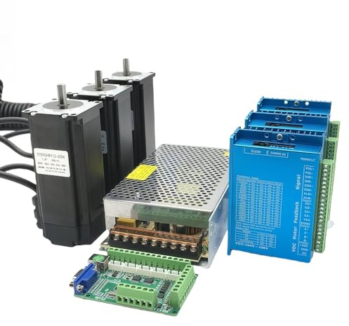 Nema 23 Schrittmotor Kit mit 3 pc Nema23 57mm Closed Loop Stepper Motor 3Nm & Motor Treiber 24-80V DC und 1 pc 350W 24V Netzteil CNC Steuerungs für Graviermaschine Fräsersatz Roboter