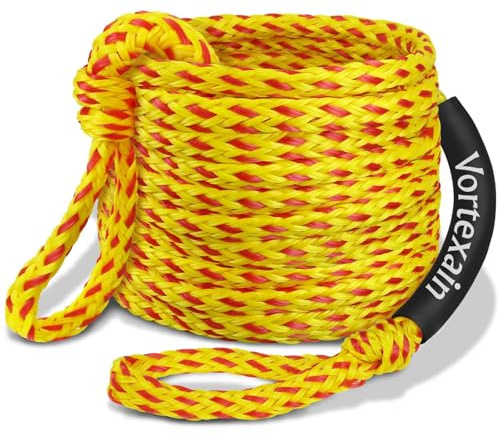 Cuerda de remolque para barco 3K 60 pies, cuerdas flotantes remolcables para esquí acuático, esquí, tubos, canotaje, wakeboard, remolque, tirón grueso, wakesurf, inflables, línea deportiva resistente