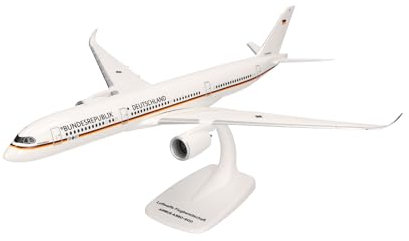 herpa Snap-Fit Modellino di aereo Luftwaffe Airbus A350-900 - 10+01 Konrad Adenauer, miniatura in scala 1:200, pezzo da collezione, modello con base, plastica