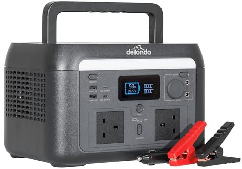 Dellonda Portable Power Station, 600W, 512Wh, LiFePO4 Battery, 230V - DL161
