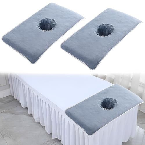 XSQD Housse Table Massage Avec Visage Pour Salon Beauté, Serviettes Massage SPA, Serviette Massage Confortable et Douce, Serviette Avec Visage Convient pour Salon Beauté, Pédicure, Sauna (40 * 80cm)
