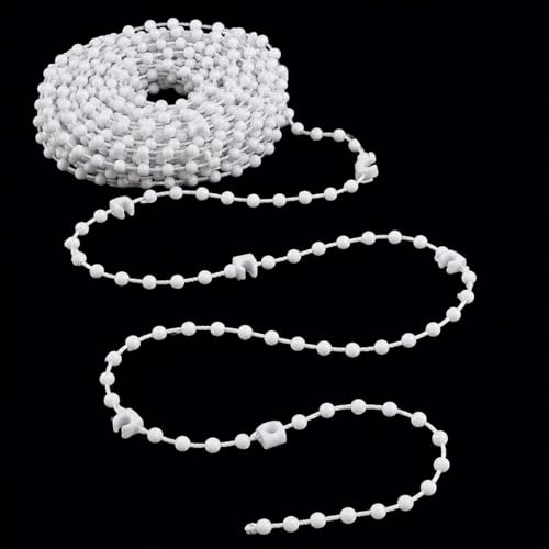 Fogcosy Vertical Blinds Repair Parts - 1 Pcs 10 Meter 100 C Clip White Vertical Blind Bottom Chain, Smooth Practical Blind Beaded Cord, Simple to Use for Decoration Curtain for 3.5 Inch 89mm Slats
