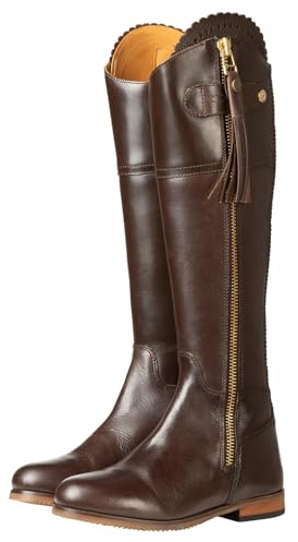 Rydale Ladies Tall Leather Spanish Riding Boots Womens Long Country Boot Elasticated Stretch Panel, Regular and Slim Fit